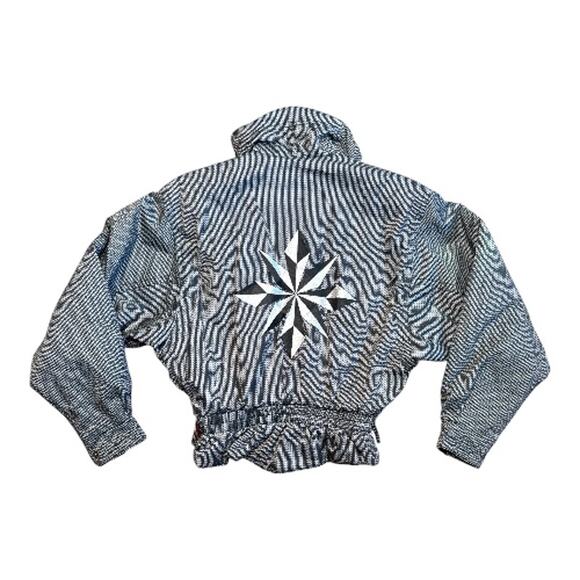 VTG Head Thermore Gray Chevron Pattern High Neck Dolman Sleeve Ski Snow Jacket 4 - Picture 2 of 6